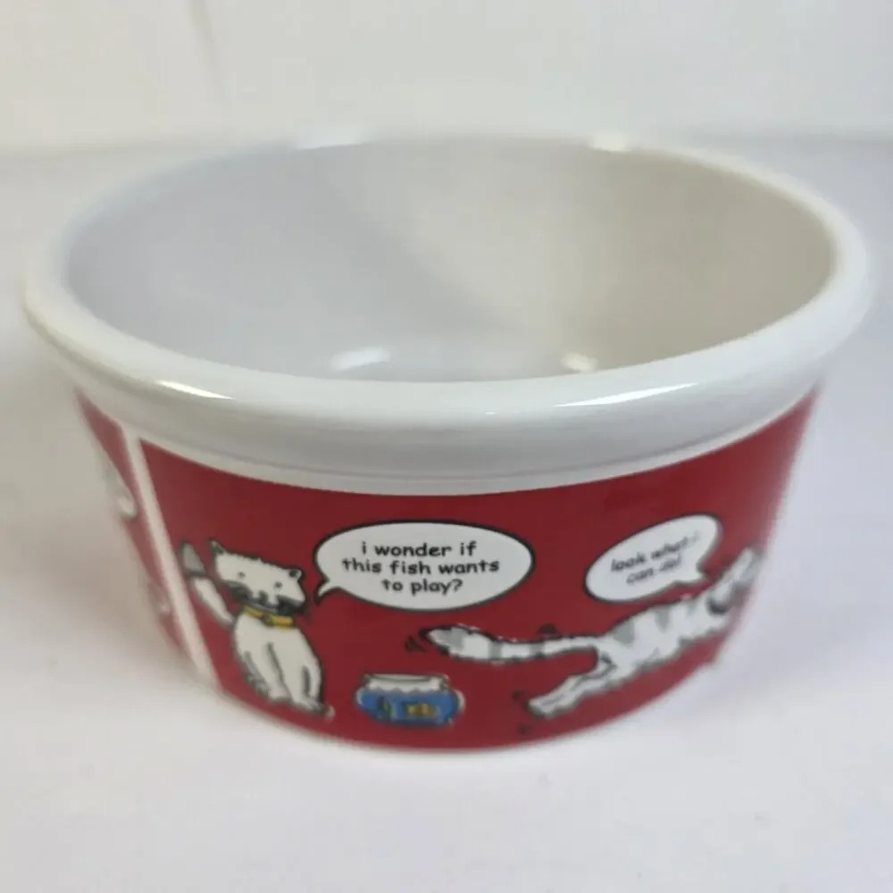 Signature Housewares Talking Cat By Riviera Van Beers Pet Bowl Stoneware 6x3